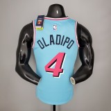 NBA Men Miami Heat Blue City #4 OLADIPO Jersey High Quality Name and Number Print