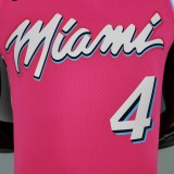 NBA Men Miami Heat Pink City #4 OLADIPO Jersey High Quality Name and Number Print