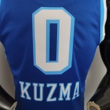 NBA Finals Men Los Angeles Lakers Retro in Latin #0 KUZMA Blue Round Neck Jersey High Quality Name and Number Print