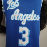 NBA Finals Men Los Angeles Lakers Retro in Latin #3 DAVIS Blue Round Neck Jersey High Quality Name and Number Print