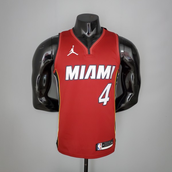 NBA Season 2021 Men Miami Heat Red #4 OLADIPO Jersey with Jordan Logo High Quality Name and Number Print