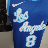NBA Finals Men Los Angeles Lakers Retro in Latin #8 BRYANT Blue Round Neck Jersey High Quality Name and Number Print