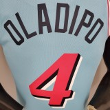 NBA Men Miami Heat Blue City #4 OLADIPO Jersey High Quality Name and Number Print