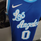 NBA Finals Men Los Angeles Lakers Retro in Latin #0 KUZMA Blue Round Neck Jersey High Quality Name and Number Print