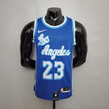 NBA Finals Men Los Angeles Lakers Retro in Latin #23 JAMES Blue Round Neck Jersey High Quality Name and Number Print