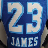 NBA Finals Men Los Angeles Lakers Retro in Latin #23 JAMES Blue Round Neck Jersey High Quality Name and Number Print