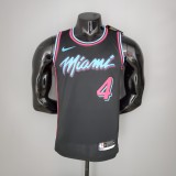 NBA Men Miami Heat Black City #4 OLADIPO Jersey High Quality Name and Number Print