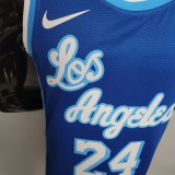 NBA Finals Men Los Angeles Lakers Retro in Latin #24 BRYANT Blue Round Neck Jersey High Quality Name and Number Print