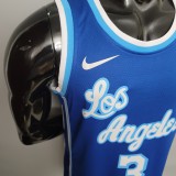 NBA Finals Men Los Angeles Lakers Retro in Latin #3 DAVIS Blue Round Neck Jersey High Quality Name and Number Print
