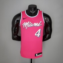 NBA Men Miami Heat Pink City #4 OLADIPO Jersey High Quality Name and Number Print