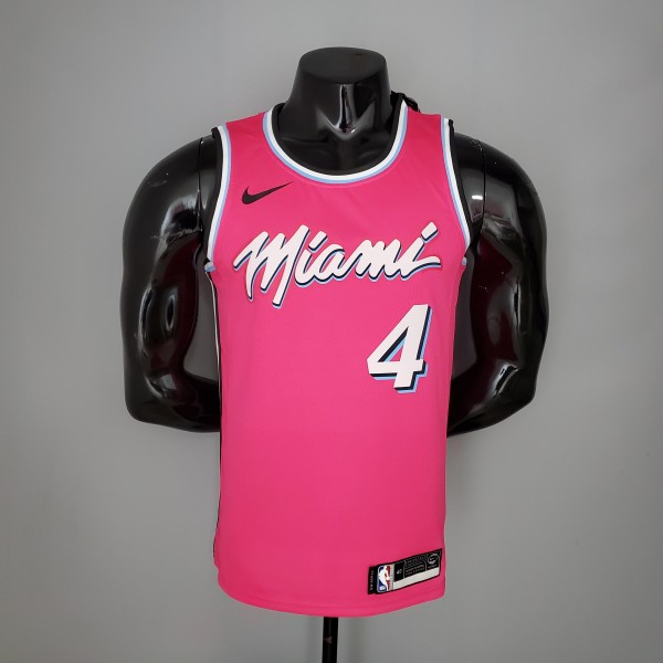 NBA Men Miami Heat Pink City #4 OLADIPO Jersey High Quality Name and Number Print