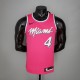 NBA Men Miami Heat Pink City #4 OLADIPO Jersey High Quality Name and Number Print