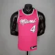 NBA Men Miami Heat Pink City #4 OLADIPO Jersey High Quality Name and Number Print