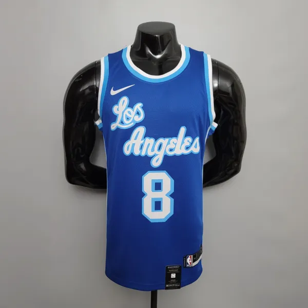 NBA Finals Men Los Angeles Lakers Retro in Latin #8 BRYANT Blue Round Neck Jersey High Quality Name and Number Print