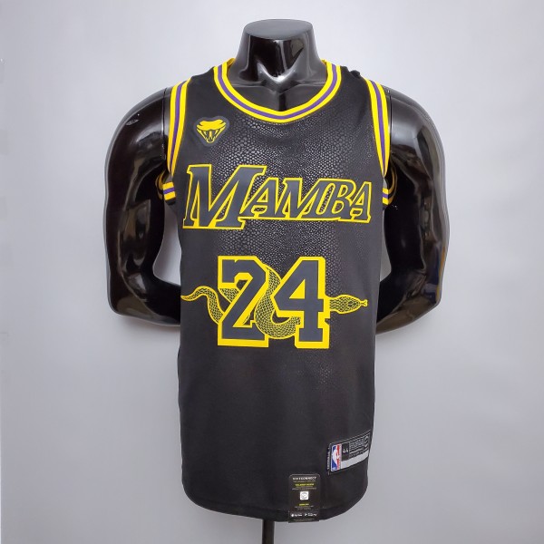 NBA Men Los Angeles Lakers Black with Snake 24 BRYANT Jersey High Quality Name and Number Print