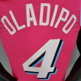 NBA Men Miami Heat Pink City #4 OLADIPO Jersey High Quality Name and Number Print