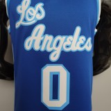 NBA Finals Men Los Angeles Lakers Retro in Latin #0 KUZMA Blue Round Neck Jersey High Quality Name and Number Print