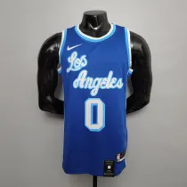 NBA Finals Men Los Angeles Lakers Retro in Latin #0 KUZMA Blue Round Neck Jersey High Quality Name and Number Print