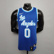 NBA Finals Men Los Angeles Lakers Retro in Latin #0 KUZMA Blue Round Neck Jersey High Quality Name and Number Print