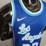 NBA Finals Men Los Angeles Lakers Retro in Latin #23 JAMES Blue Round Neck Jersey High Quality Name and Number Print
