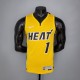 NBA Men Season 2021 Miami Heat Yellow Award Version #1 BOSH Jersey High Quality Name and Number Print