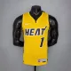 NBA Men Season 2021 Miami Heat Yellow Award Version #1 BOSH Jersey High Quality Name and Number Print