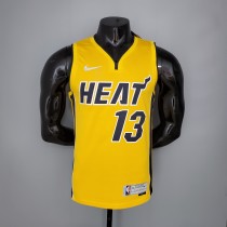 NBA Men Season 2021 Miami Heat Yellow Award Version #13 ADEBAYO Jersey High Quality Name and Number Print