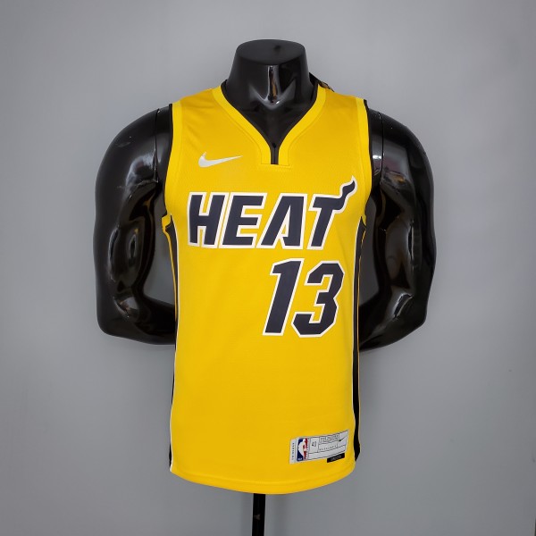 NBA Men Season 2021 Miami Heat Yellow Award Version #13 ADEBAYO Jersey High Quality Name and Number Print