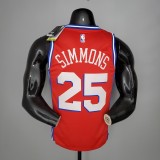 NBA Men Season 2021 Philadelphia 76ers Red #25 SIMMONS Jersey with Jordan Logo High Quality Name and Number Print