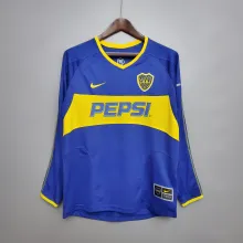 03/04 Boca Home Retro Soccer Jersey Long Sleeve Thai Quality
