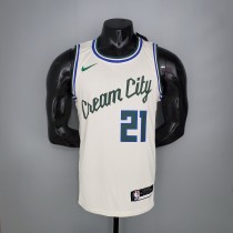 NBA Men Milwaukee Bucks Beige City #21 HOLIDAY Jersey High Quality Name and Number Print