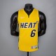 NBA Men Season 2021 Miami Heat Yellow Award Version #6 JAMES Jersey High Quality Name and Number Print
