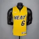 NBA Men Season 2021 Miami Heat Yellow Award Version #6 JAMES Jersey High Quality Name and Number Print