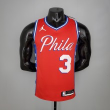 NBA Men Season 2021 Philadelphia 76ers Red #3 IVERSON Jersey with Jordan Logo High Quality Name and Number Print