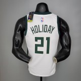 NBA Men Milwaukee Bucks White #21 HOLIDAY Jersey High Quality Name and Number Print