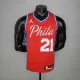 NBA Men Season 2021 Philadelphia 76ers Red #21 EMBIID Jersey with Jordan Logo High Quality Name and Number Print