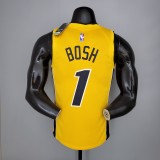 NBA Men Season 2021 Miami Heat Yellow Award Version #1 BOSH Jersey High Quality Name and Number Print