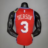 NBA Men Season 2021 Philadelphia 76ers Red #3 IVERSON Jersey with Jordan Logo High Quality Name and Number Print