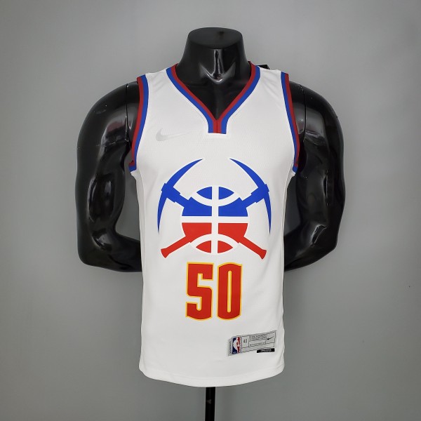 NBA Men Season 2021 Denver Nuggets White Award Version #50 GORDON Jersey High Quality Name and Number Print