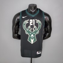 NBA Men Milwaukee Bucks Black #21 HOLIDAY Jersey High Quality Name and Number Print
