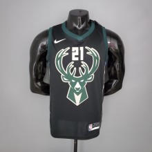 NBA Men Milwaukee Bucks Black #21 HOLIDAY Jersey High Quality Name and Number Print