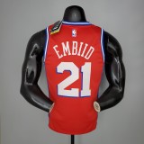 NBA Men Season 2021 Philadelphia 76ers Red #21 EMBIID Jersey with Jordan Logo High Quality Name and Number Print
