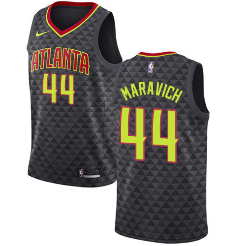 NBA Men Atlanta Hawks Black #44 MARAVICH Jersey High Quality Name and Number Print
