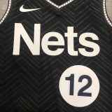 NBA Men New 2021 Brooklyn Nets Black Awarding Version #12 HARRIS Jersey High Quality Name and Number Print