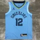 NBA Men Season 2021 Memphis Grizzlies Sky Blue #12 MORANT Jersey with Jordan Logo High Quality Name and Number Print