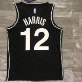 NBA Men New 2021 Brooklyn Nets Black Awarding Version #12 HARRIS Jersey High Quality Name and Number Print