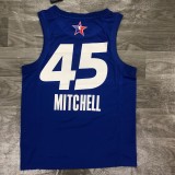 NBA Men 2021 All Star Jerseys Blue #45 MITCHELL Jersey High Quality Name and Number Print
