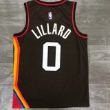 NBA New 2021 Portland Trail Blazers Brown #0 LILLARD Jersey High Quality Name and Number Print