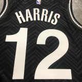 NBA Men New 2021 Brooklyn Nets Black Awarding Version #12 HARRIS Jersey High Quality Name and Number Print