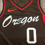 NBA New 2021 Portland Trail Blazers Brown #0 LILLARD Jersey High Quality Name and Number Print